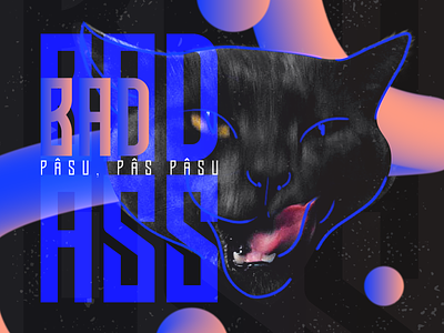Badass Poster badass cat digital digitalart electric blue graphic design poster poster art poster design