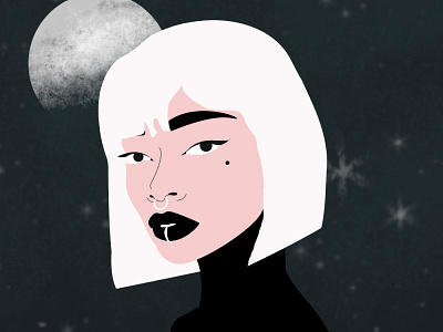 Silver Girl art badgirl design girl illustration illustrator moon silverhair vector white whitespace