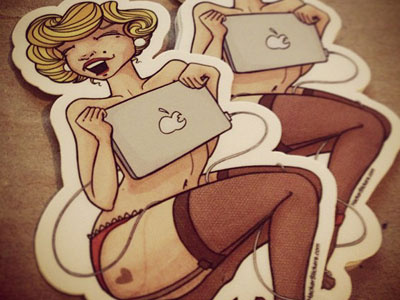 Pin-up apple art design illustration macbook pin up sticker woman