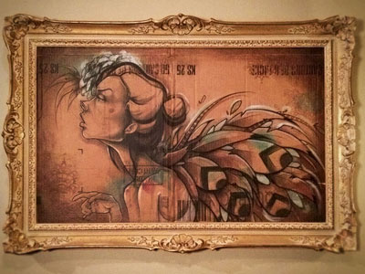 Westerly winds art cardboard colors feathers frame illustration ink woman
