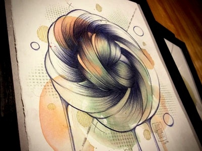 Woolen feed art ball colors dripping hair illustration ink pattern texture