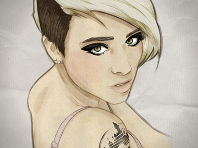 Tattooed blonde blonde eyes illustration tattoo woman
