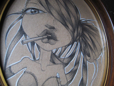 Cigarette? bw cigarette craft frame illustration woman