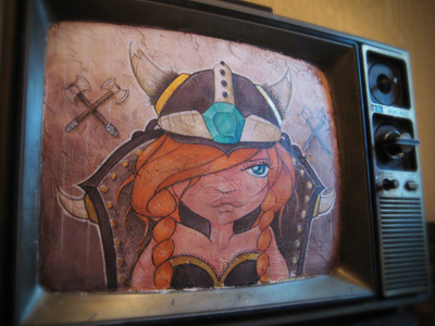 Viking TV illustration painting screen tv viking woman