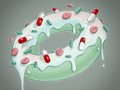 Drugnut doughnut drug illustration medicine sugar