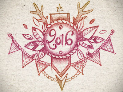 Happy new year! 2016 drawing hand drawing illustration new year