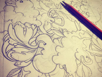 Big mess in progress! flowers hand drawing organic paper pen sketch wip