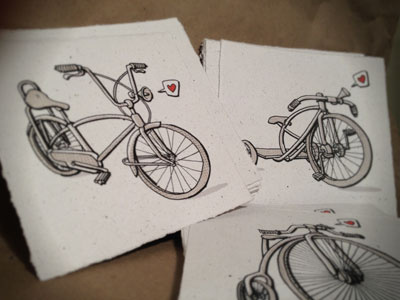 Printed bicycle cards bicycle bike cards illustration print