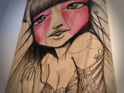 New piece in progress... artwork hair illustration pink tattoos woman wood