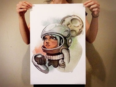 Fullmooon art color illustration ink moon print woman
