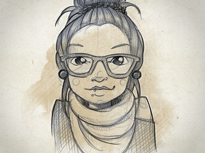 Fast self-portrait art glasses illustration portrait sketch woman