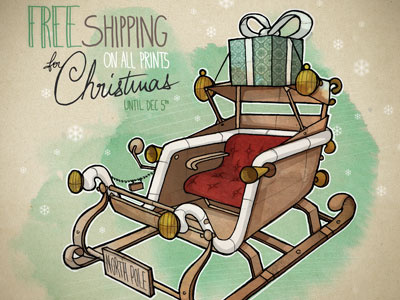 Christmas! christmas free shipping holidays illustration ink santa sleigh