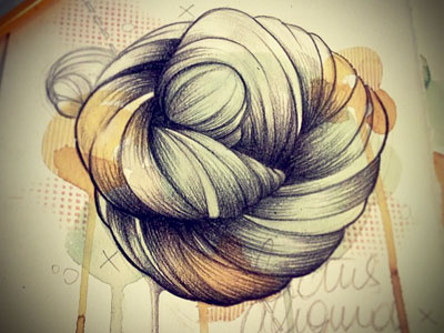 Paper, ink, pencil and FUN! art drawing hair illustration ink pencil wool