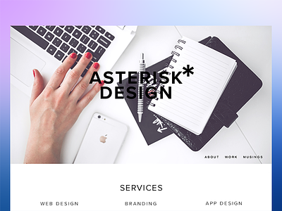 Asterisk Design Landing branding design studio hero image landing page logo web design