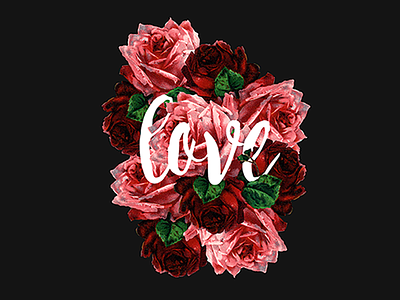 Love black flowers graphic design illustration photo bashing pink red typography white