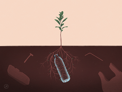 Underground awareness illustration plastic procreate soil