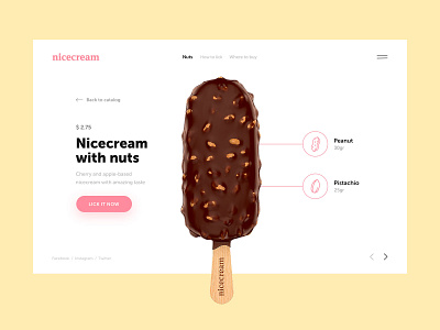 Nicecream app buy candy chocolate choice ice ice cream ice cream cone lick nuts online peanut pistachio promo shop taste ui ux web