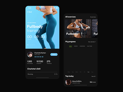 Wellness app after effects animation app body choice gym infograhic mobile motion progress progressbar skill timer training wellness workout