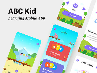 ABC Kid Learning Mobile App app design illustration kid learn mobile ui vector