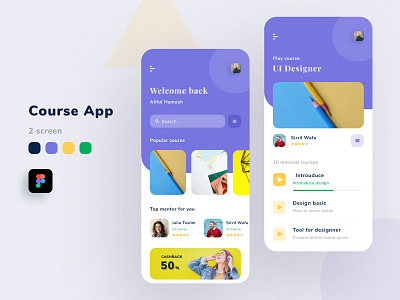 Course app - Concept app couse design illustration mobile app ui ux vector