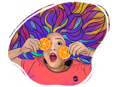 Summer Splash Girl amazed bold citrus fresh girlillustration orange pride