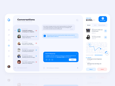 Sales Conversations Interface blue chats concept conversation conversations dialog interface map network sales salesforce shopify social social network ui ux web