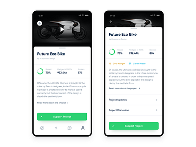 Support Project Page design ios kickstarter minimalistic mobile project ui ux