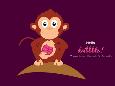 Monkey Dribbble art cartoon design first graphic illustration logo mascot monkey nature shot vector