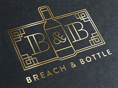 Breach & Bottle alcohol art deco beverage brand happy hour logo wine