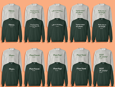 Minimalist Merch designs for Houseplant company crewneck green grey hoodie merch merch design minimalism simple texture typogaphy