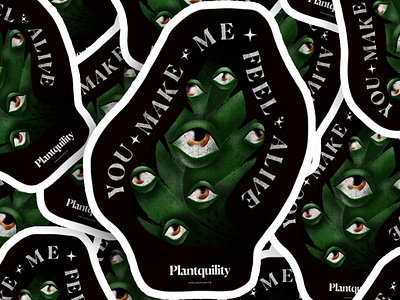 Halloween Sticker for Houseplant Company branding creepy design eyes festive graphic green halloween houseplant illustration leaf plant sticker