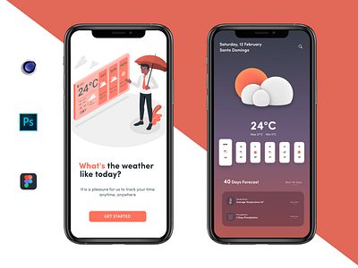 Mobile Weather App Concept app clean design app dribbbleweeklywarmup figma illustration photoshop procreate productdesign typography ui ux