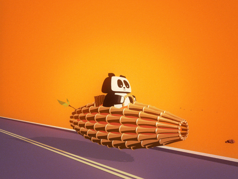 [1] Panda In His Bamboo Rocket 3d animation bamboo bear c4d cinema4d gif panda render rocket sketch toon