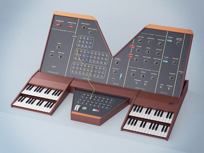 M is for Moog 36daysoftype 3d analogue c4d cinema4d design illustration m moog retro synthesizer vintage