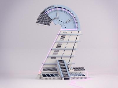 36 Days of Type - Number 2 2 36daysoftype 3d architecture building c4d c4dtoa cinema4d design illustration lettering