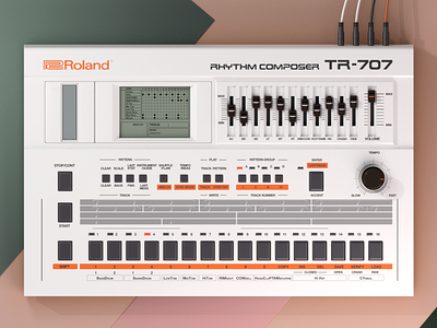 Roland TR-707 3d c4d cinema4d drum machine electro illustration render retro roland techno tr 707 vintage