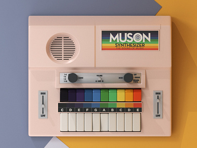 Muson Toy Synthesizer - The Sound of Music 3d 70s c4d cinema4d illustration music muson render retro synthesizer toy vintage