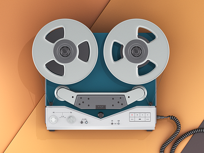 AKAI Inspired Reel-To-Reel Tape Recorder 3d akai blue c4d cinema4d orange recorder reel to reel retro tape vintage