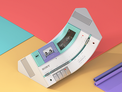 Sony TC-MR2 Stereo MicroCassette Deck - Twisted 80s Edition 3d 80s c4d cassette cinema4d illustration render retro sony stereo tape vintage