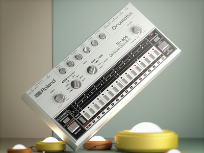 Roland TR-606 3d 606 80s cinema 4d drum machine hiphop illustration render retro roland vintage