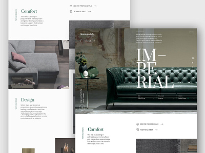 Sofa product home page colors design desktop font furniture google green hamburger menu imperial leather product slider social share sofa typography ui visual website