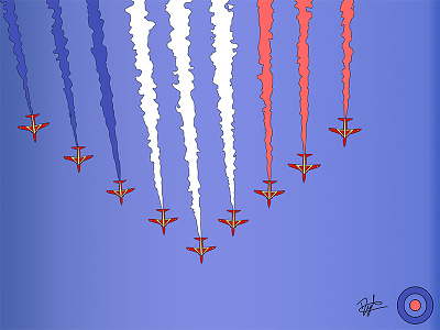 Red Arrows Illustration 100th anniversary adobe aircraft centenary celebration illustration illustrator raf red arrows royal air force