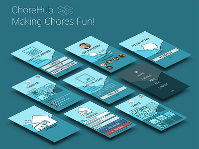 ChoreHub Application Concept application chorehub chores concept design graphic mobile mock up ui ux web wireframe