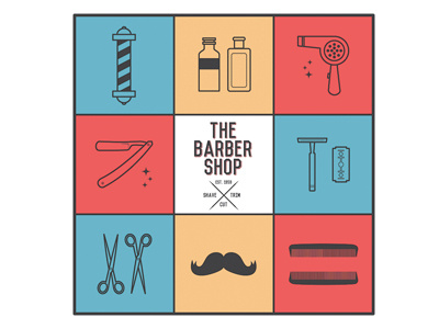 The Barber Shop barber colors cut illustration shave shop trim vintage