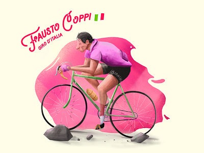 Fausto Coppi character cycling digital art digital painting graphic design illustration procreate