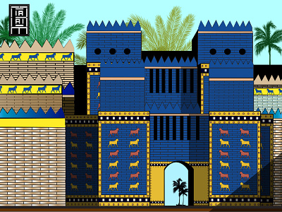 Ishtar Gate architecture art design digital graphics graphicdesgn history illustration iraq mesopotamia