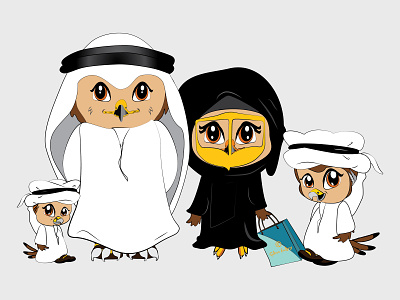 Falcon Family Characters arabia arabic arabic design art cartoon cartooning characters design dubai falcon graphicdesign illustration