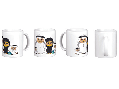 Falcon Family Characters | Souvenir arabian art cartoon design character character creation design dubai falcon graphicdesign illustration mug mug mockup souvenir