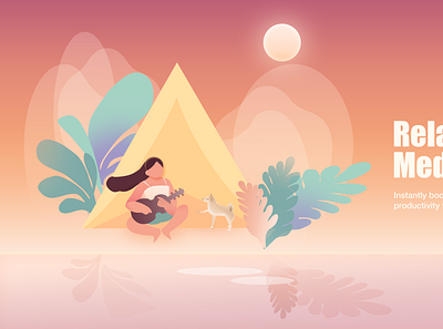 Relaxed Meditation design illustration ui web