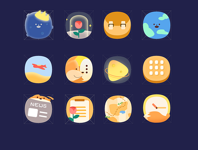 Le Petite Prince Android Theme app flat icon illustration logo ui